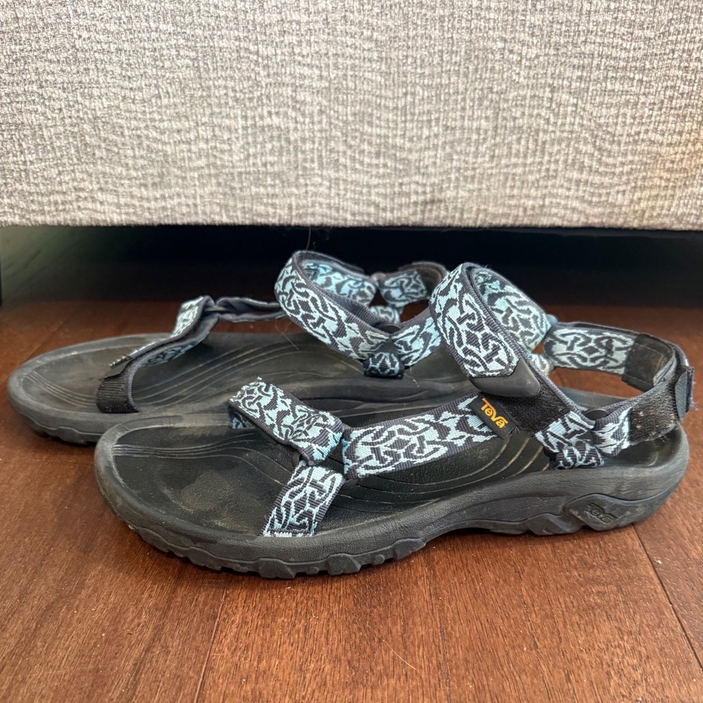 Teva Tirra Sandals Womens 11 Black Blue Geometric Strappy Hiking Sport 1093378